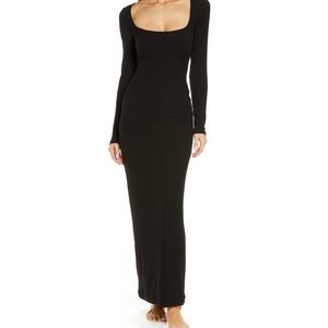 SKIMS Black Long Sleeve Maxi Dress